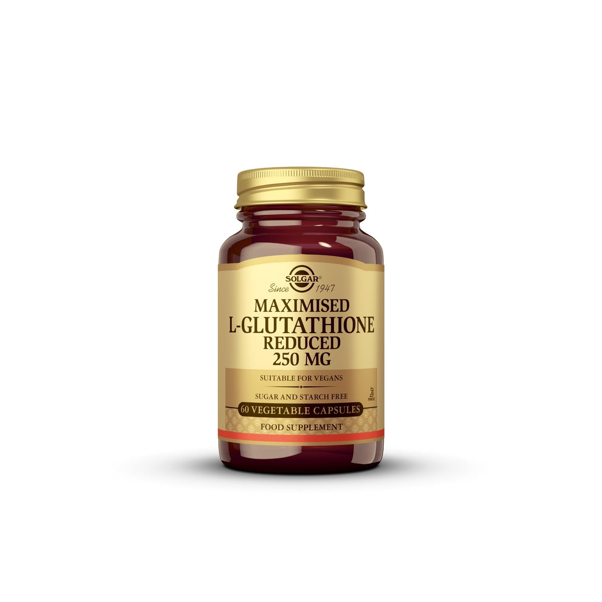 Solgar L-Glutathione Reduced Capsules front view with packaging