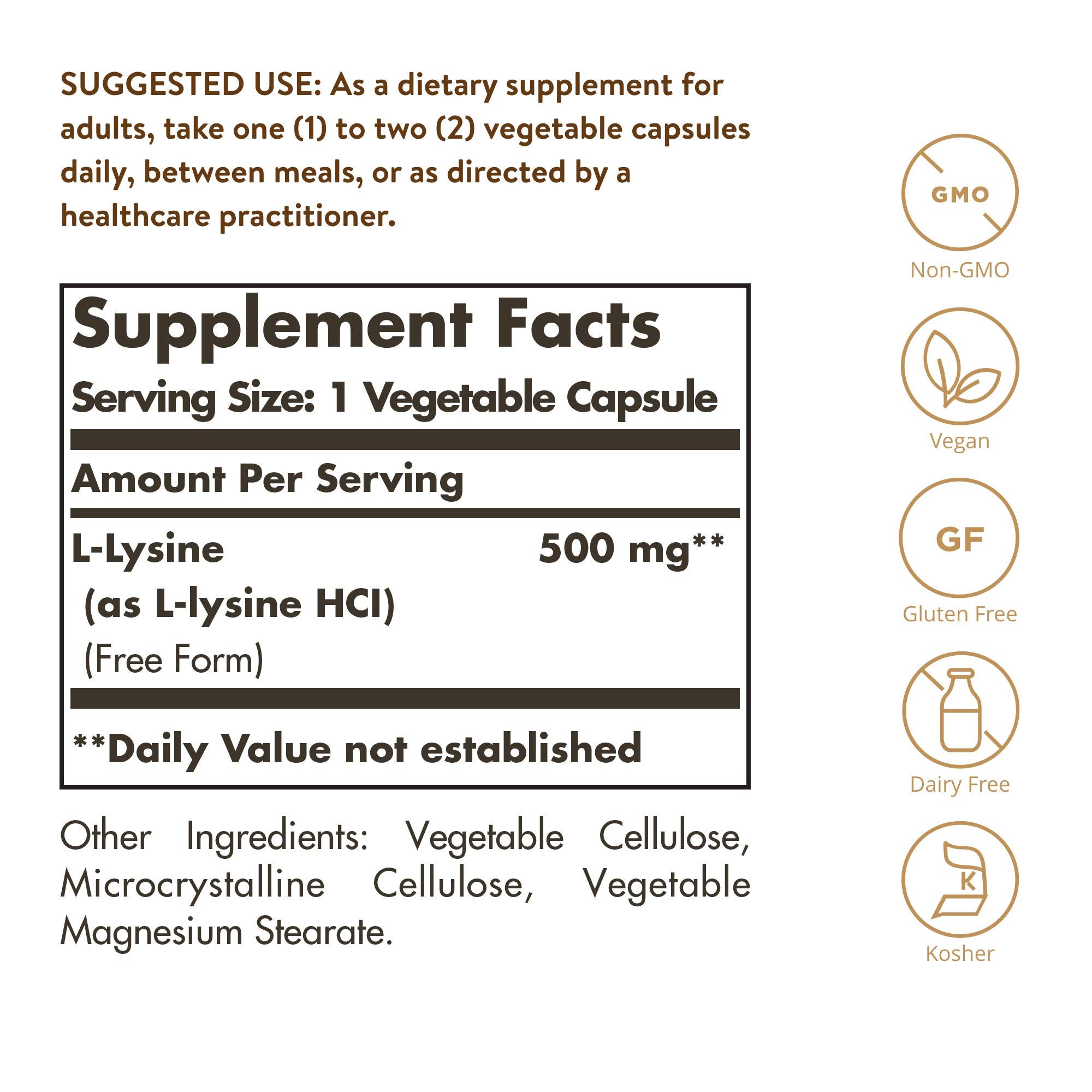 Solgar L-Lysine Vegetable Capsules 454g packaging
