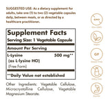 Solgar L-Lysine Vegetable Capsules 454g packaging