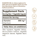 Solgar L-Tyrosine 500mg capsules side view