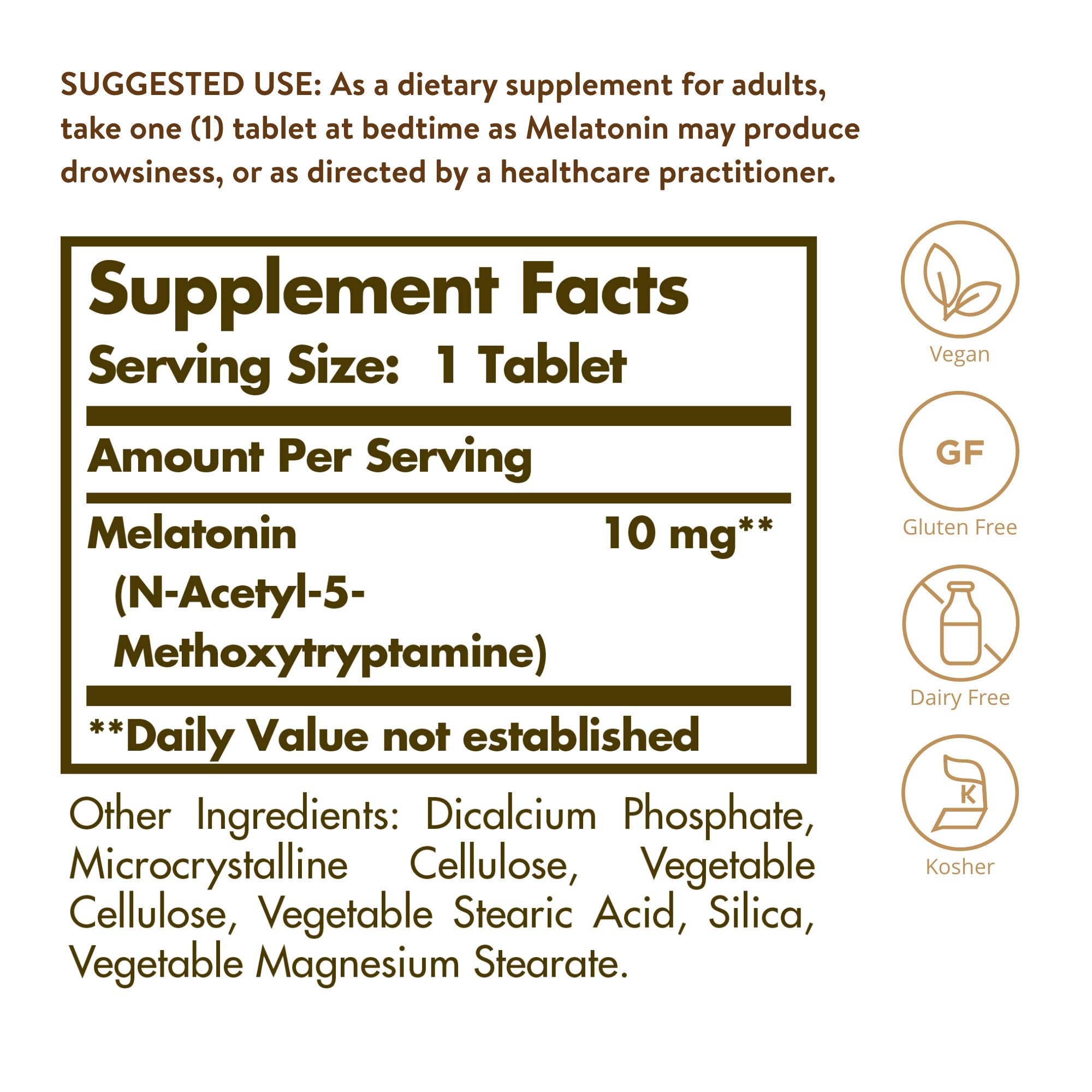 Solgar Melatonin 10mg 60 Tablets side view