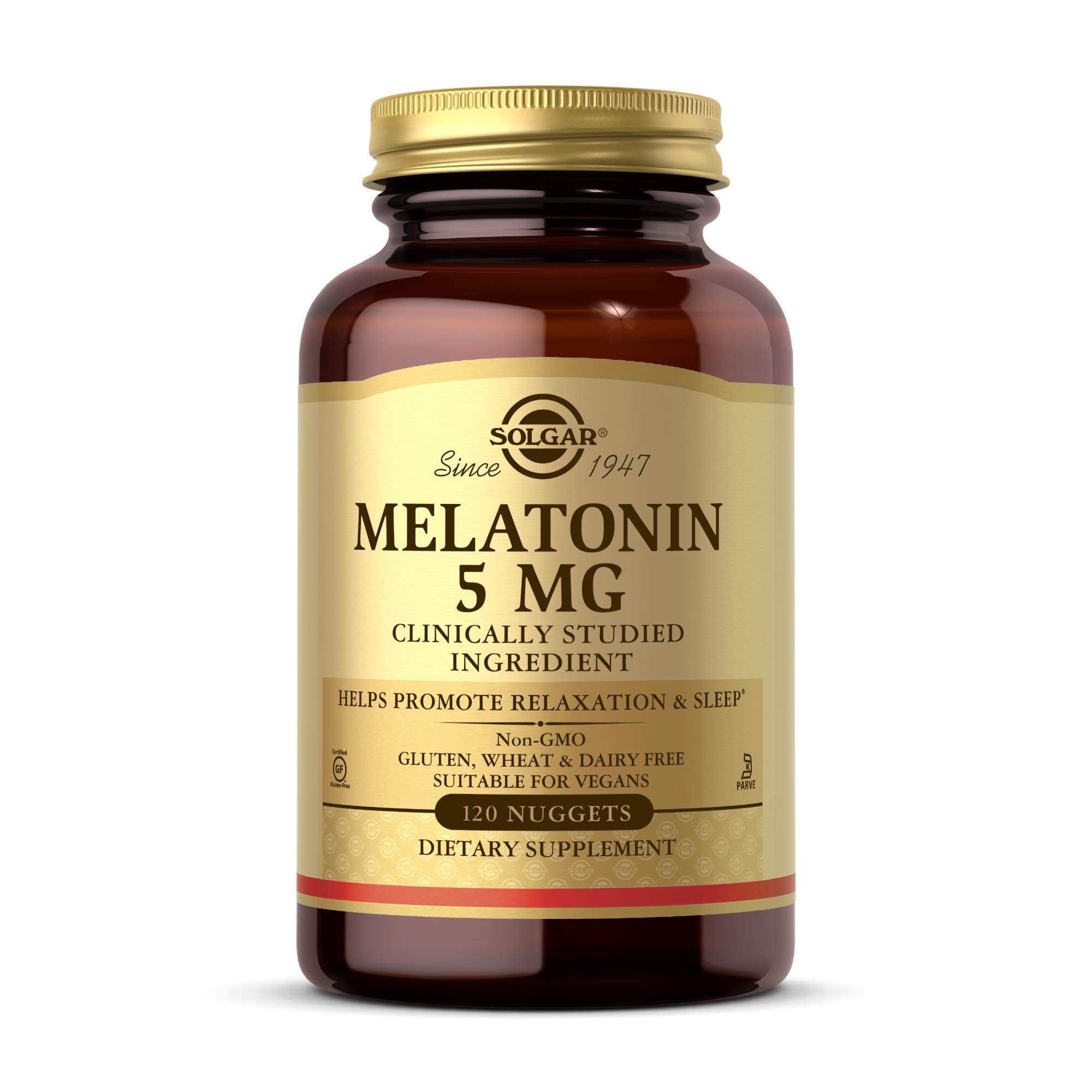 Solgar Melatonin 5 mg 120 nuggets front view