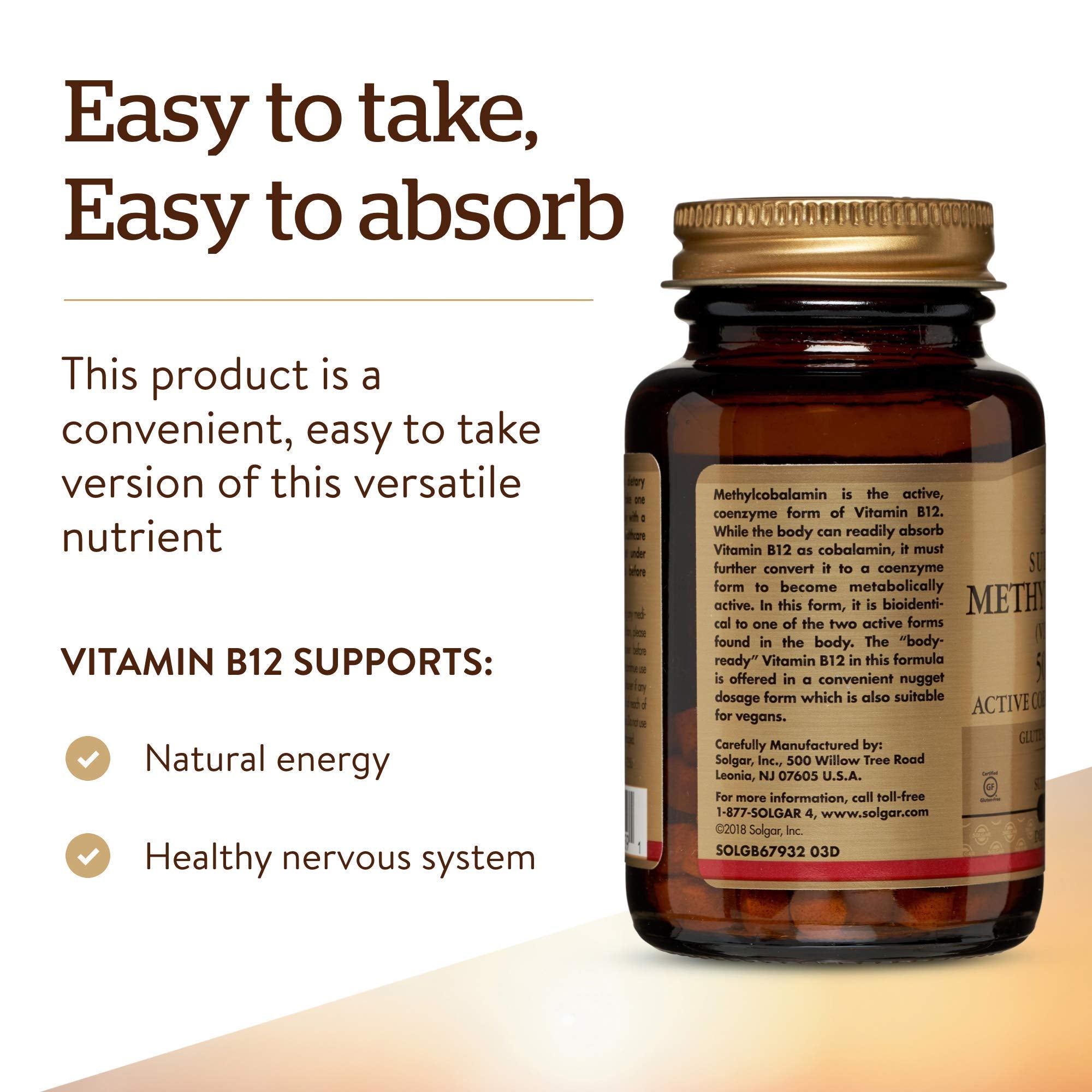 Solgar Methylcobalamin Vitamin B12 5000 mcg Nuggets with ingredients list