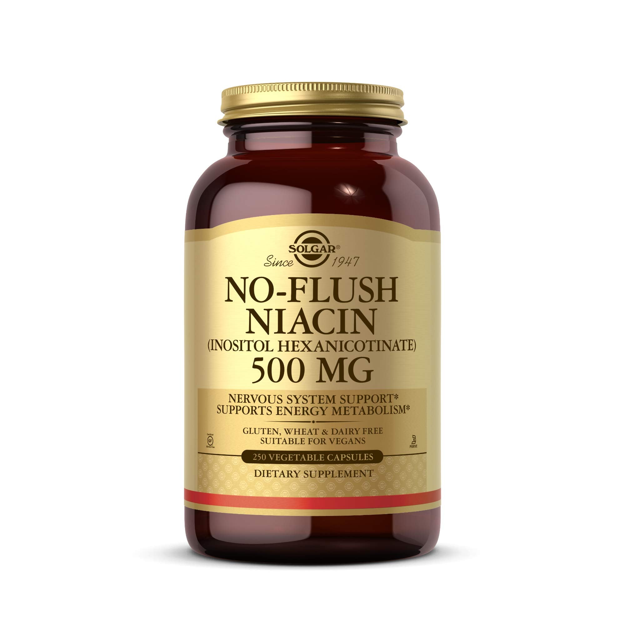 Solgar No-Flush Niacin 400mg capsules front view