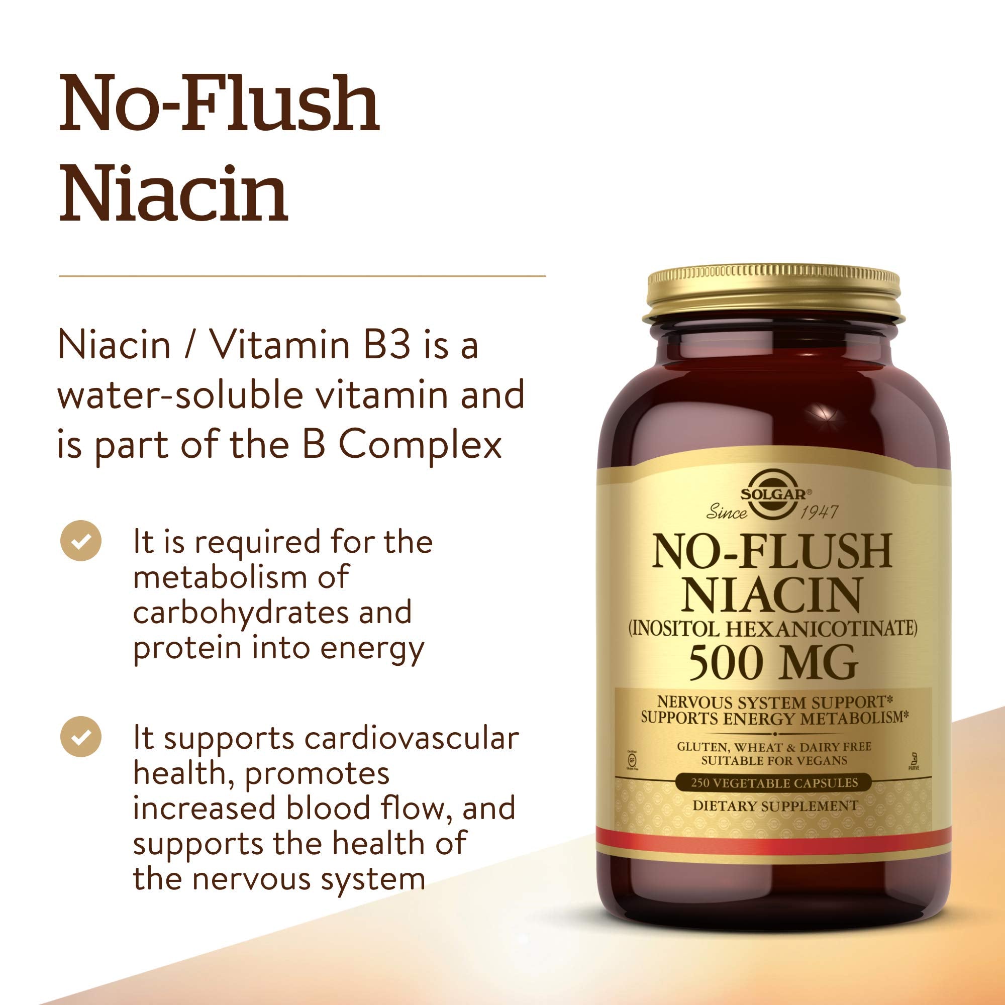 Solgar No-Flush Niacin 400mg capsules packaging