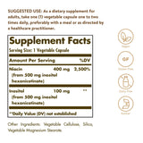 Solgar No-Flush Niacin 400mg capsules side view