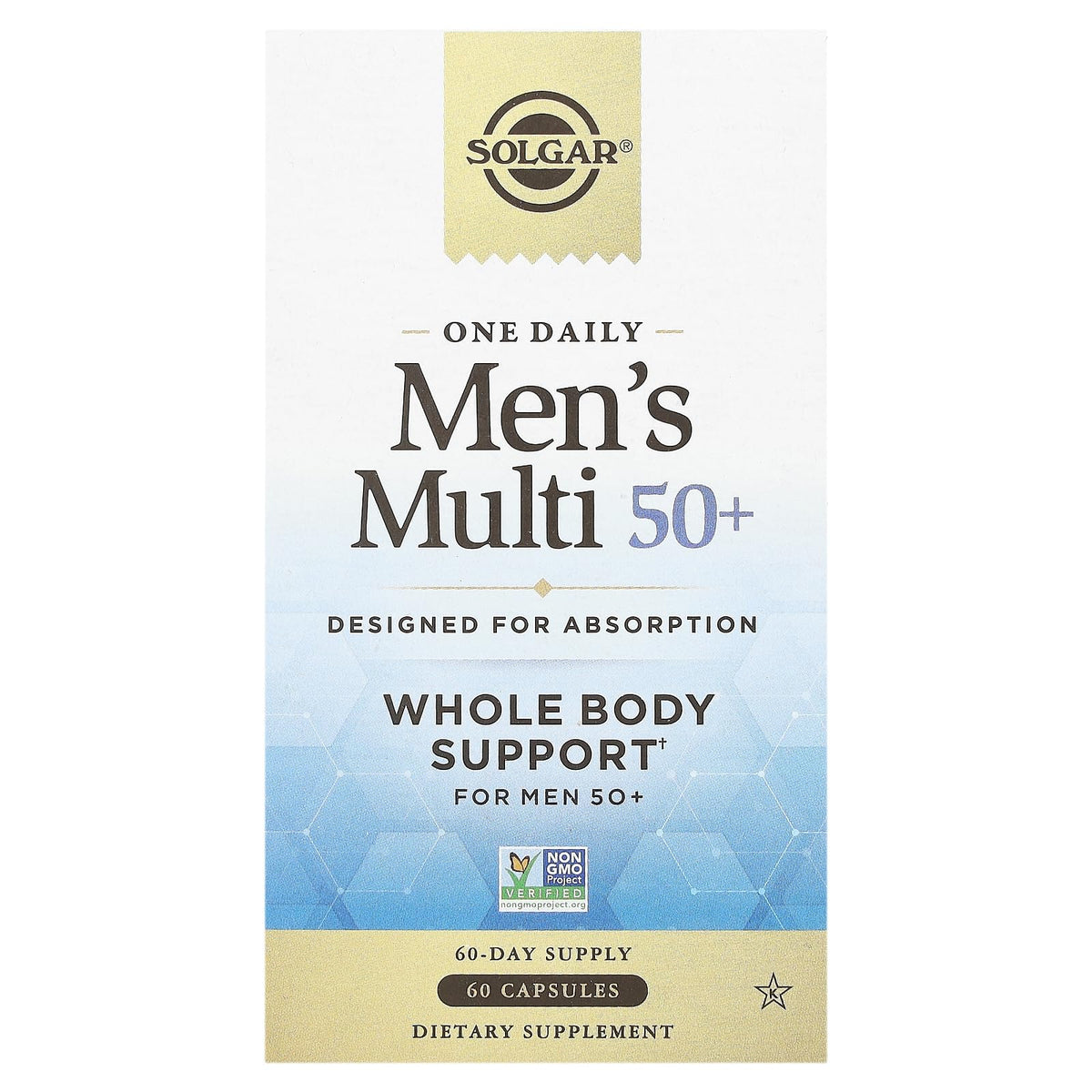 Solgar One Daily Men's Multi 50+ vegan multivitamin front view
