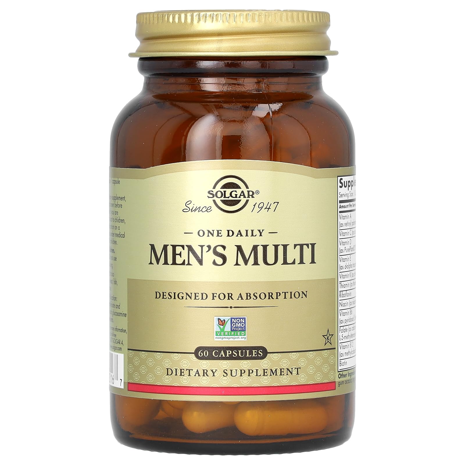 Solgar One Daily Men's Multi Vegan Multivitamin capsule close-up