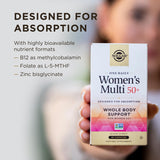 Solgar One Daily Women's Multi 50 Plus vegan multivitamin capsule close-up