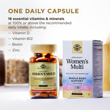 Solgar One Daily Women's Multi Vegan Multivitamin side view showing capsule