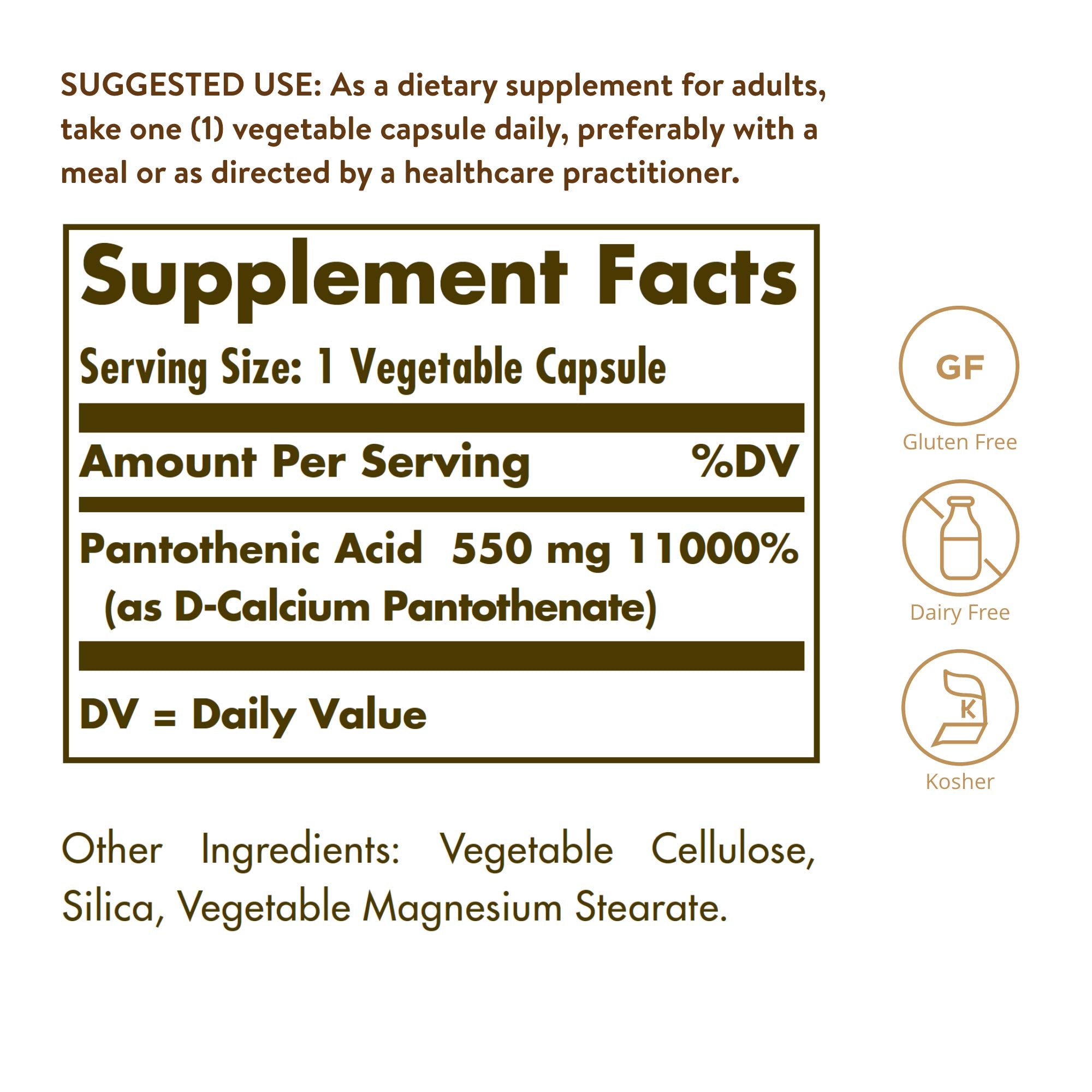 Solgar Pantothenic Acid B5 254g side view