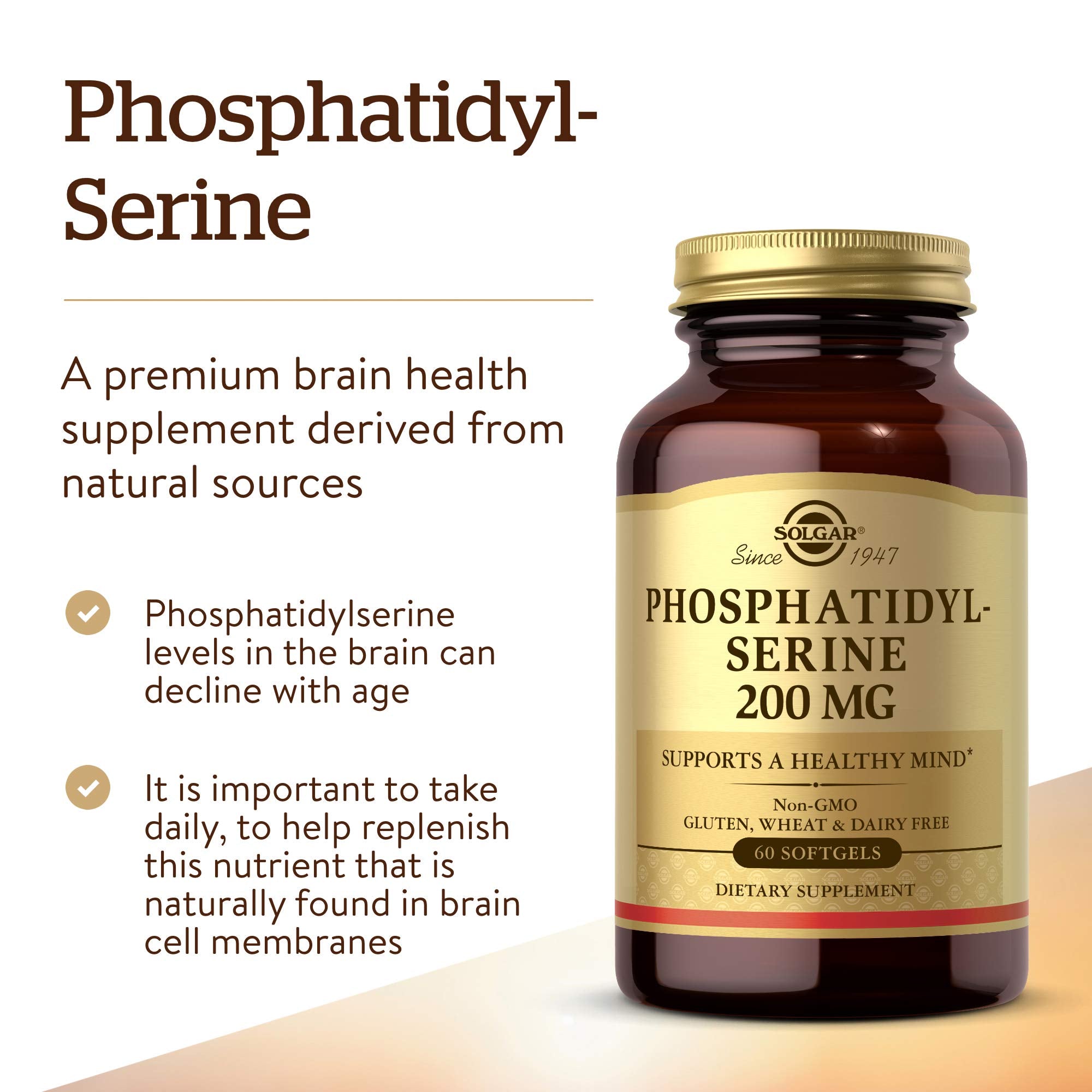 Solgar Phosphatidylserine Soft Gels 200mg side view