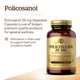 Solgar Policosanol 20 mg Vegetable Capsules bottle with label