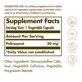 Solgar Policosanol 20 mg Vegetable Capsules side view
