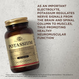 Solgar Potassium Supplement 230g lifestyle scene with a glass of water