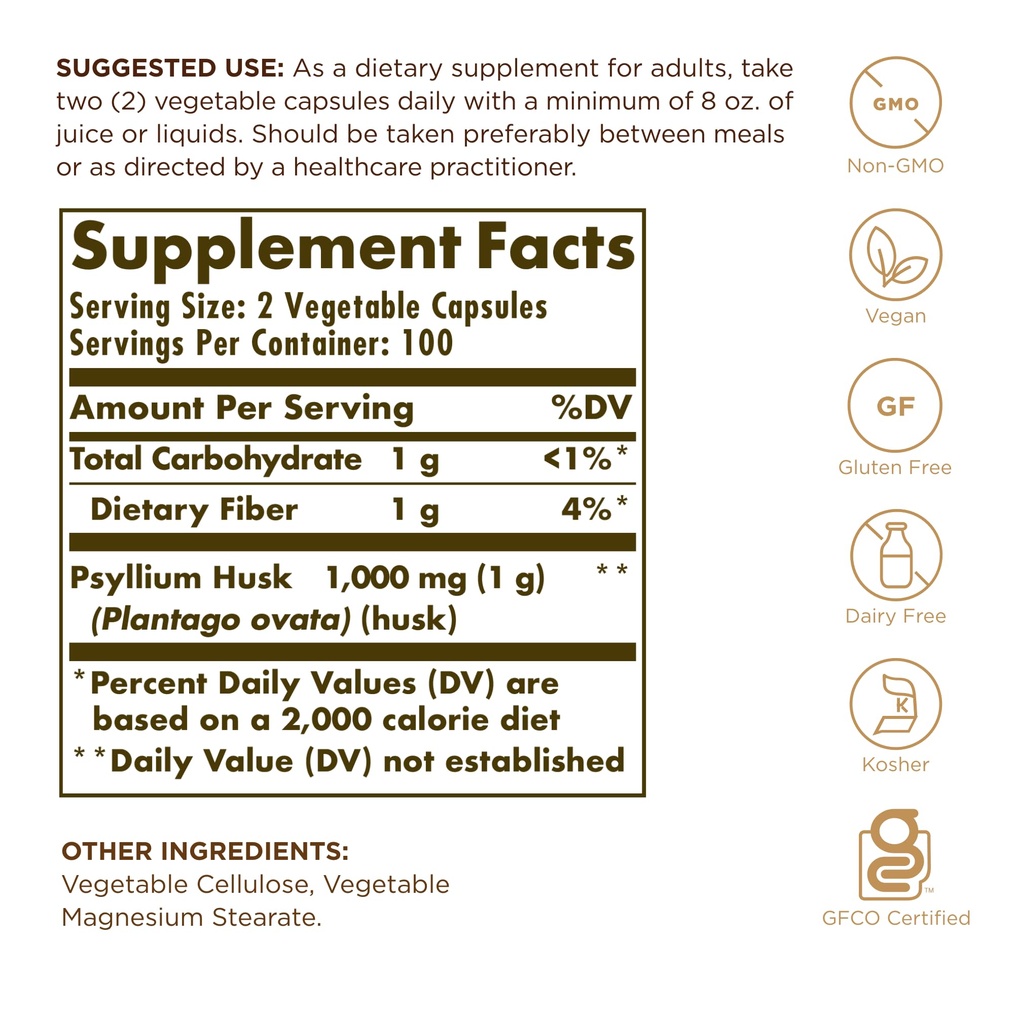 Solgar Psyllium Supplement 100g side view