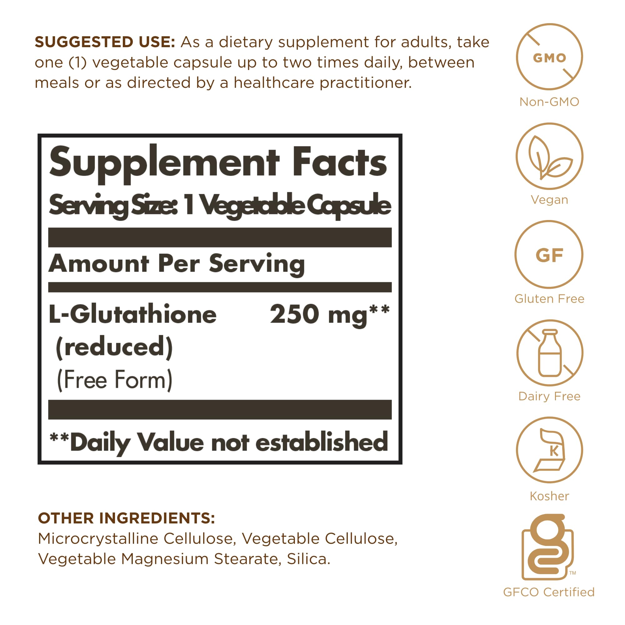 Solgar Reduced L-Glutathione 154g supplement side view