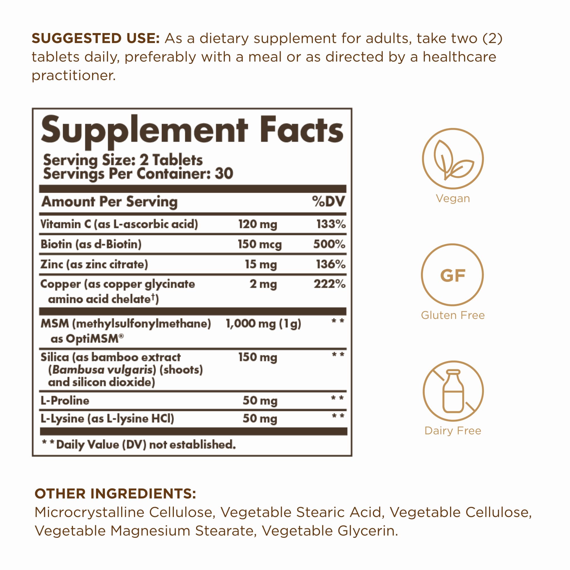 Solgar Skin, Nails & Hair + Biotin 142g bottle with label