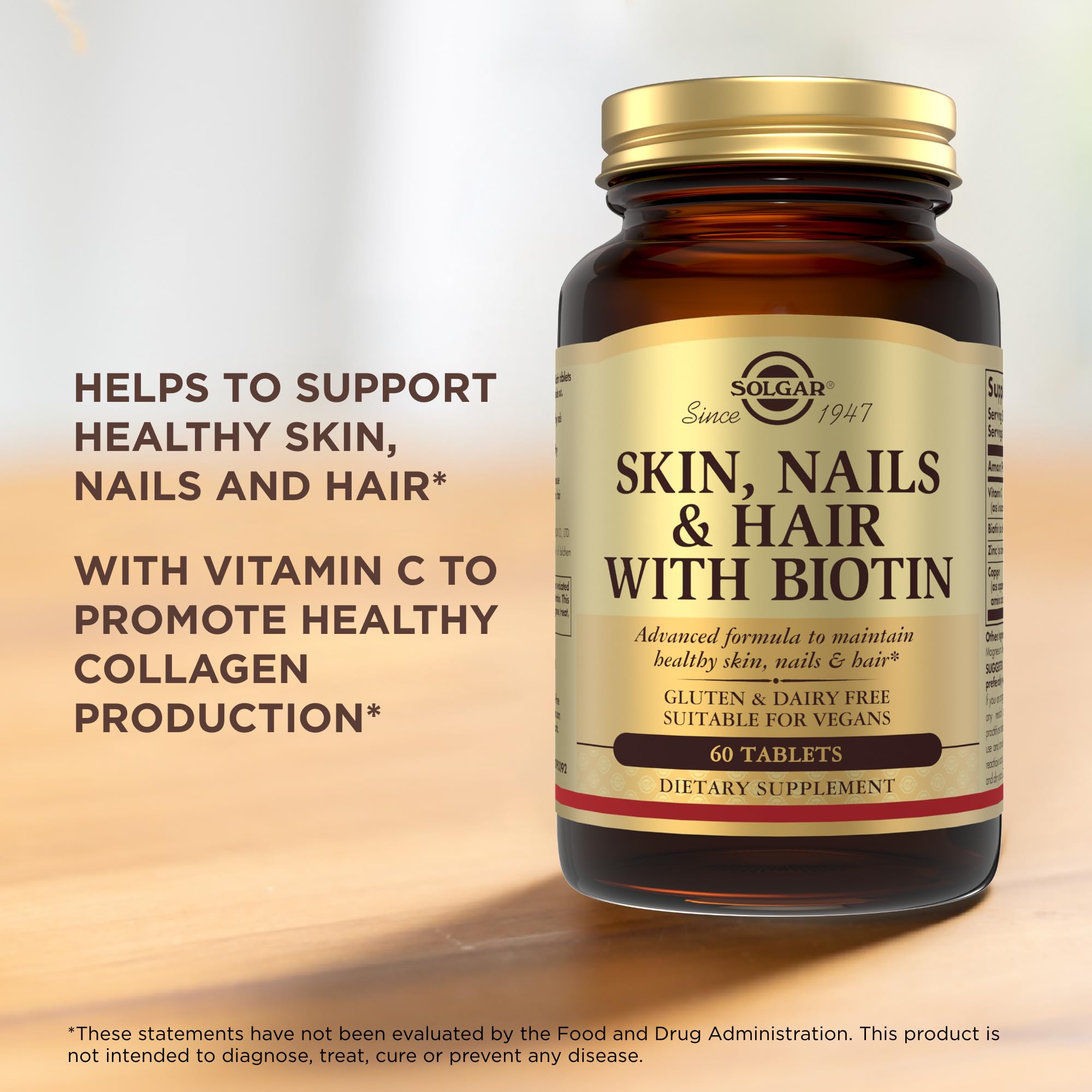 Solgar Skin, Nails & Hair + Biotin 142g side view