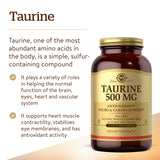 Solgar Taurine 500mg capsules in a clear container