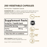 Solgar Taurine 500mg supplement side view showing ingredients