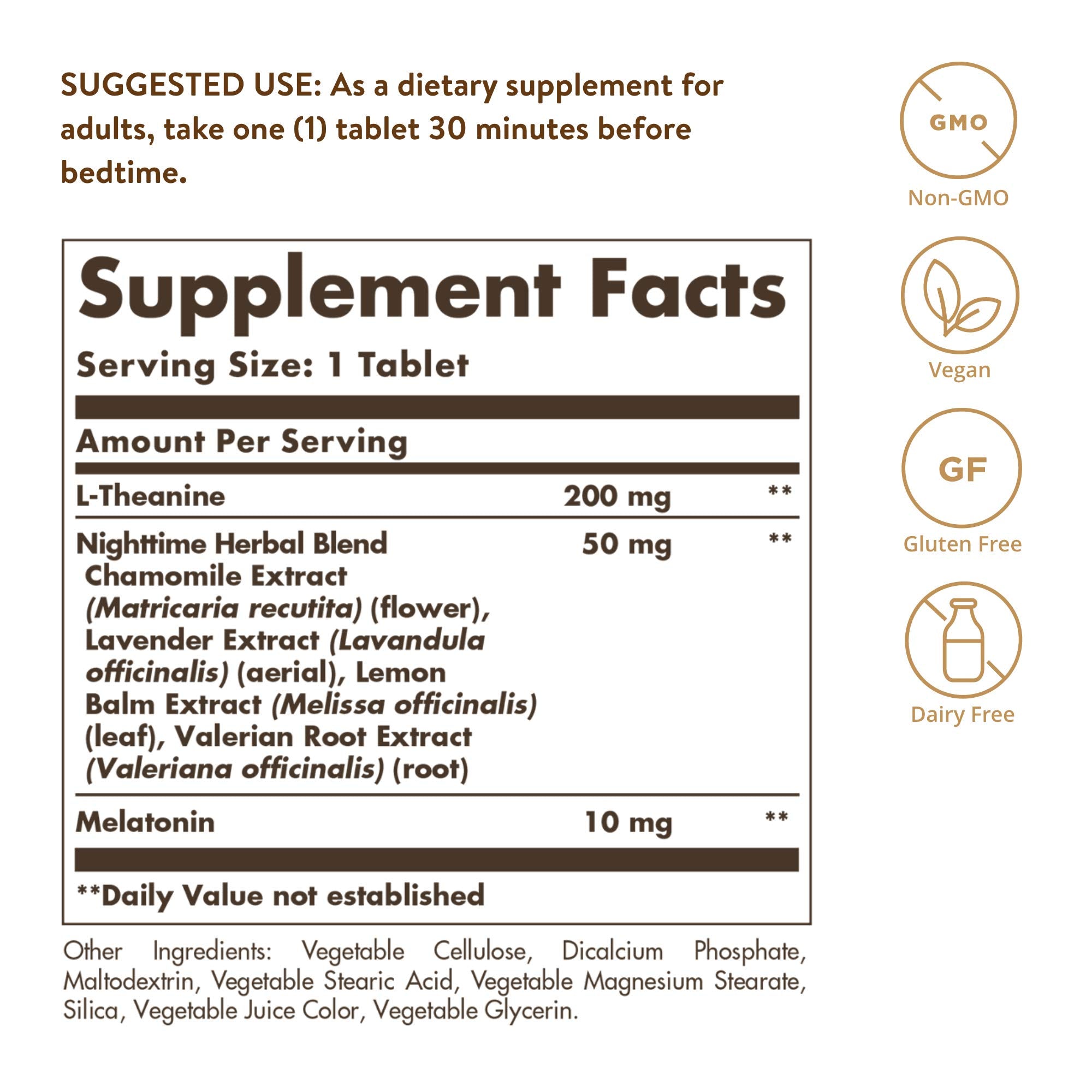 Solgar Triple Action Sleep Supplement 60 Tablets side view
