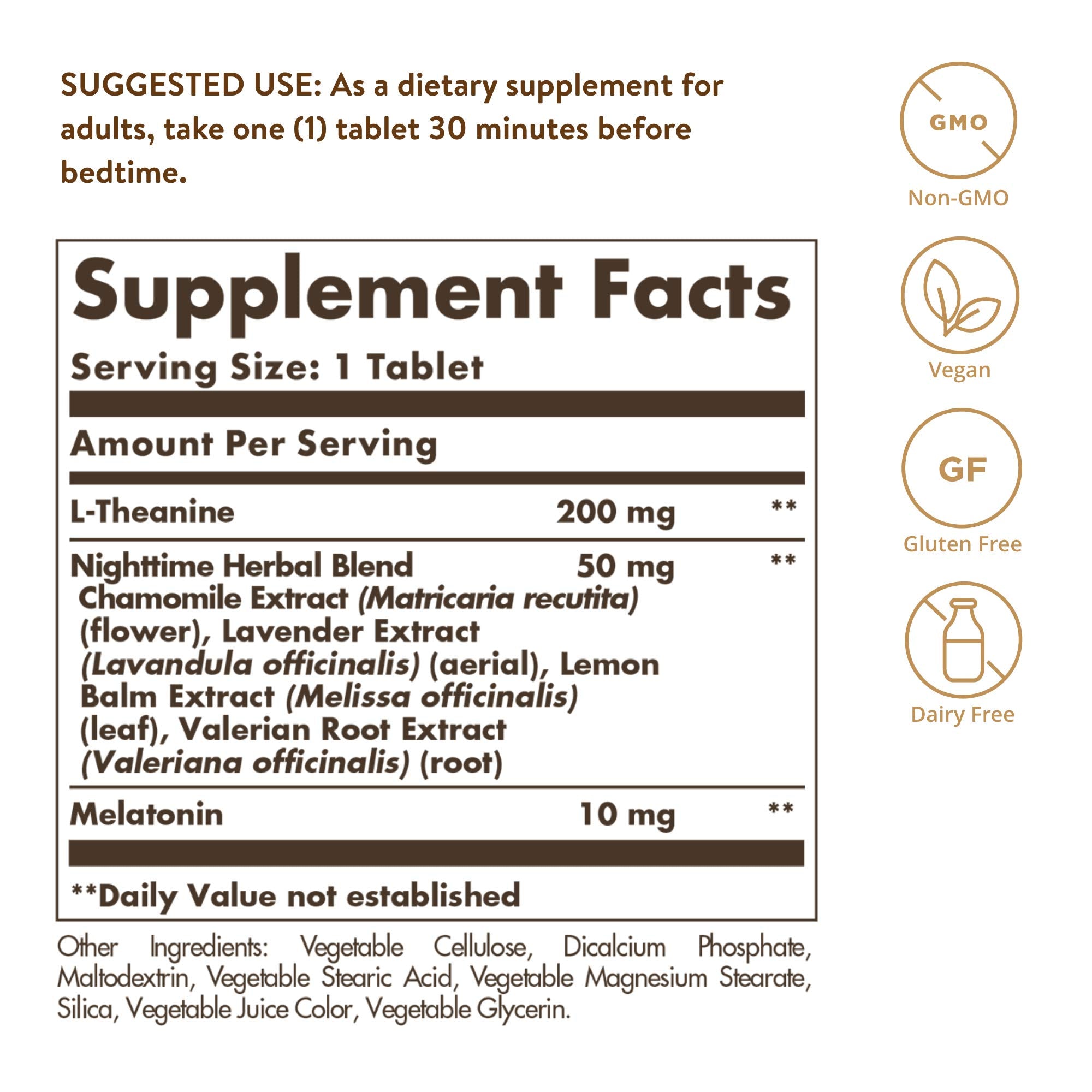 Solgar Triple Action Sleep tablet packaging side view