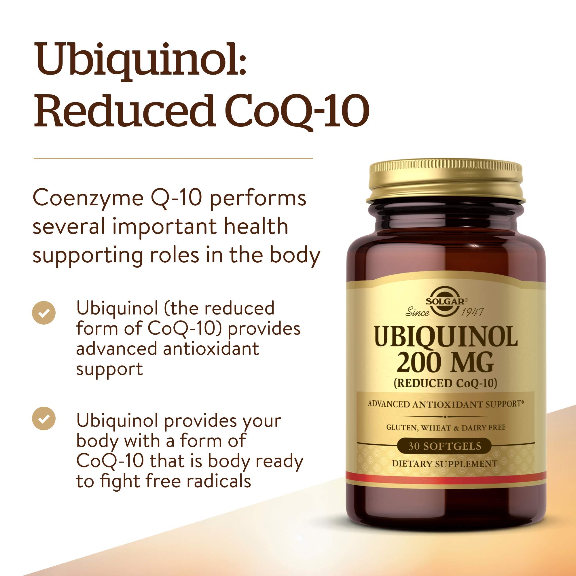 Solgar Ubiquinol CoQ10 200 mg Softgels side view