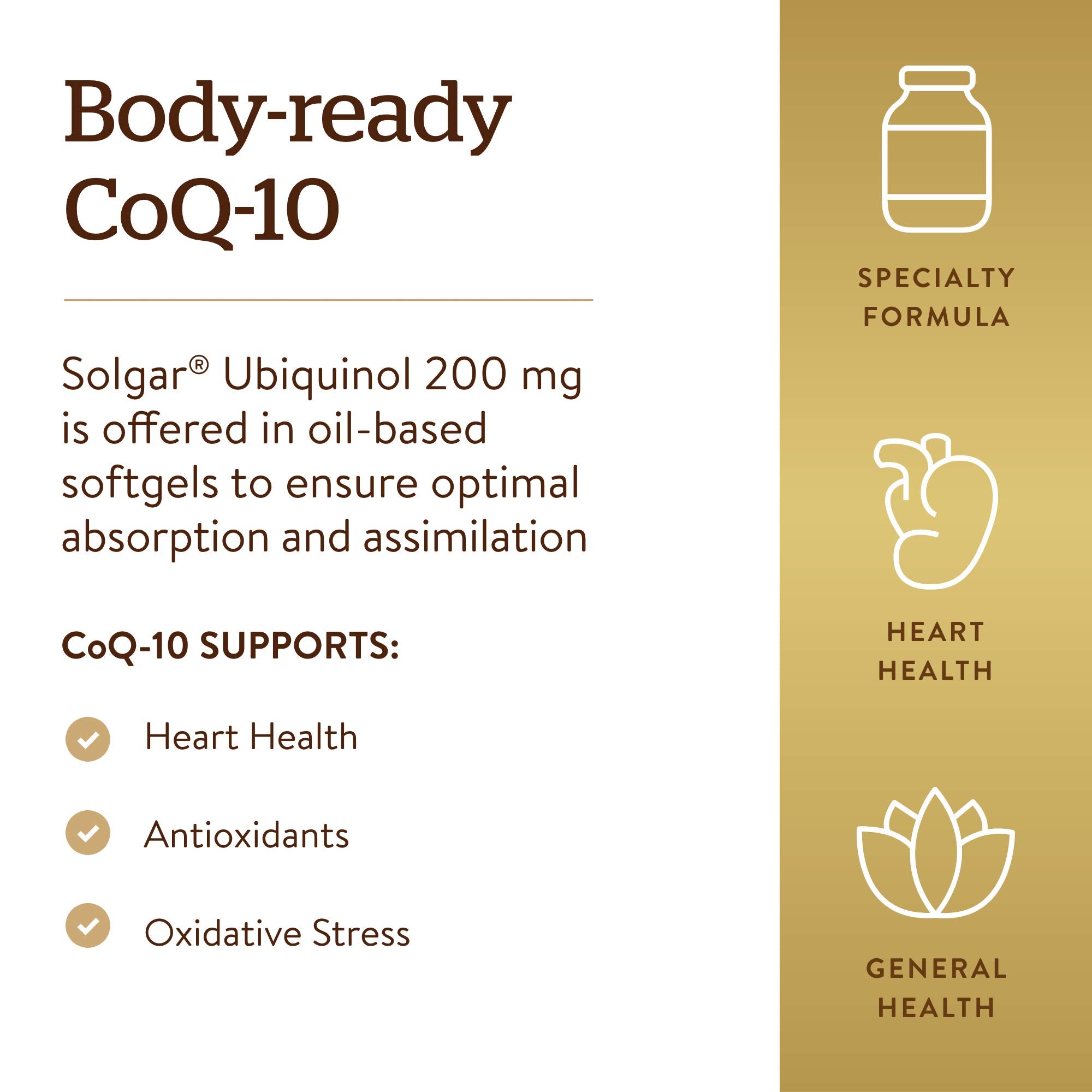 Solgar Ubiquinol CoQ10 200 mg Softgels with olive oil
