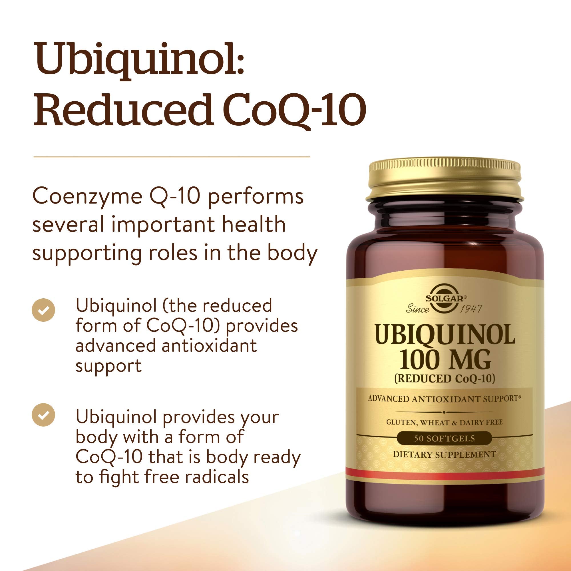 Solgar Ubiquinol Soft Gels 100g back view