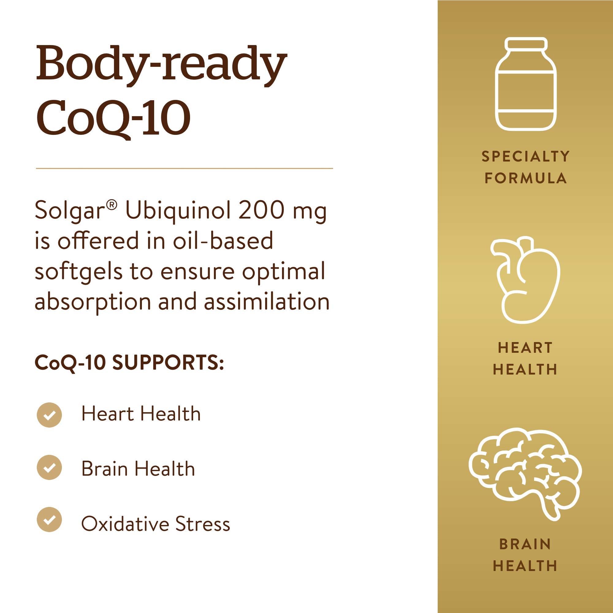 Solgar Ubiquinol Soft Gels 100g side view