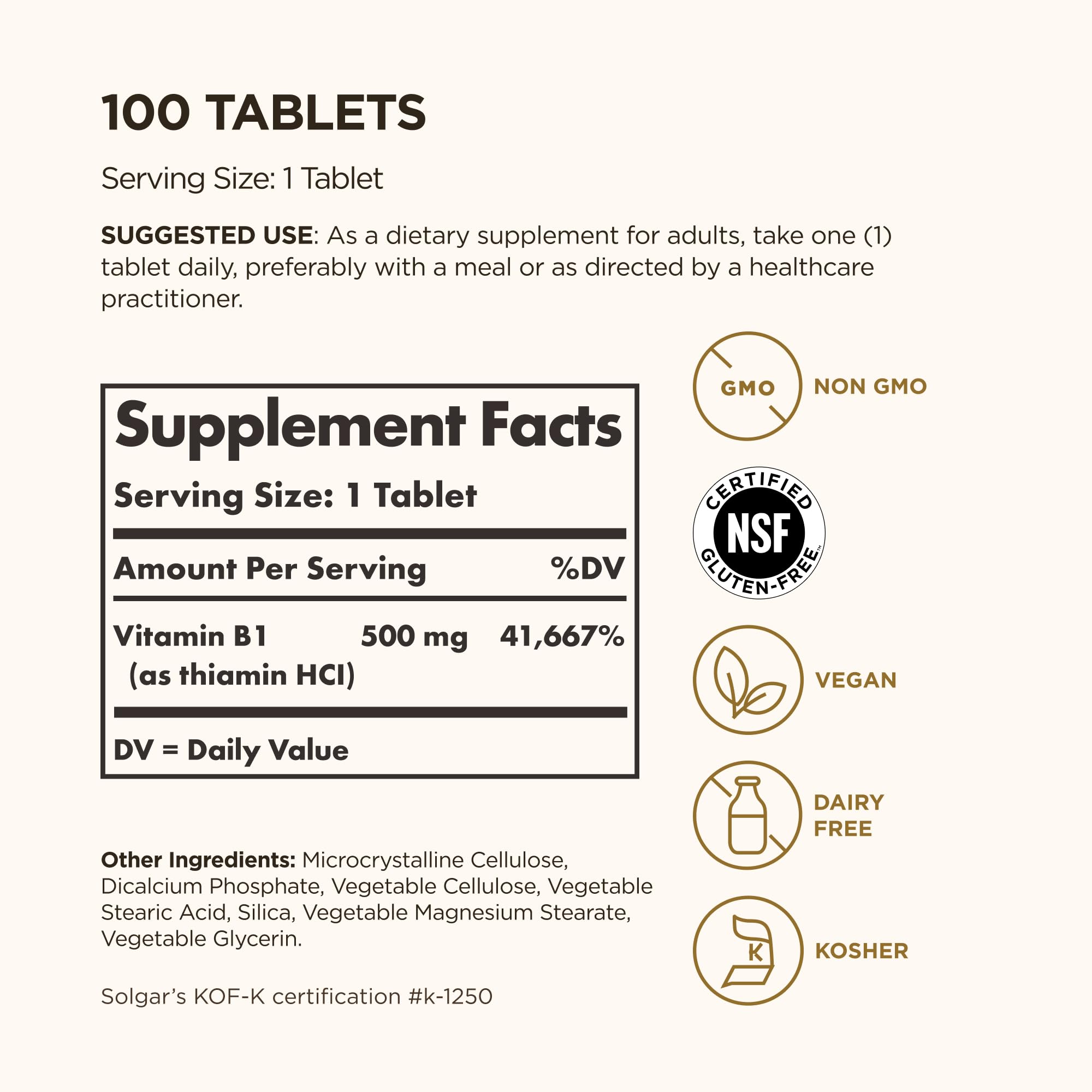 Solgar Vitamin B1 100mg bottle with label
