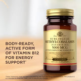 Solgar Vitamin B12 100g supplement with a measuring spoon