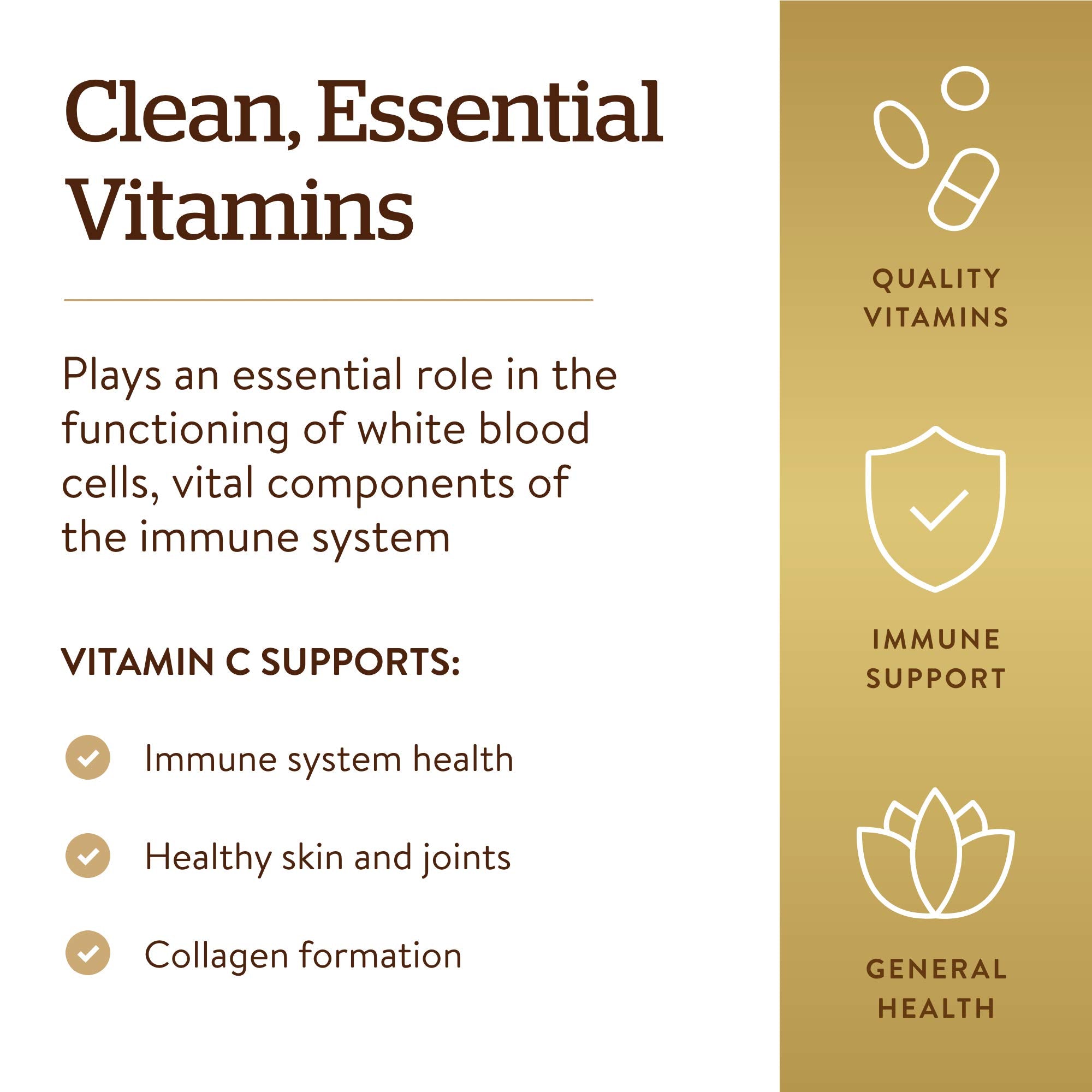 Solgar Vitamin C 500 mg vegetable capsules on a wooden table