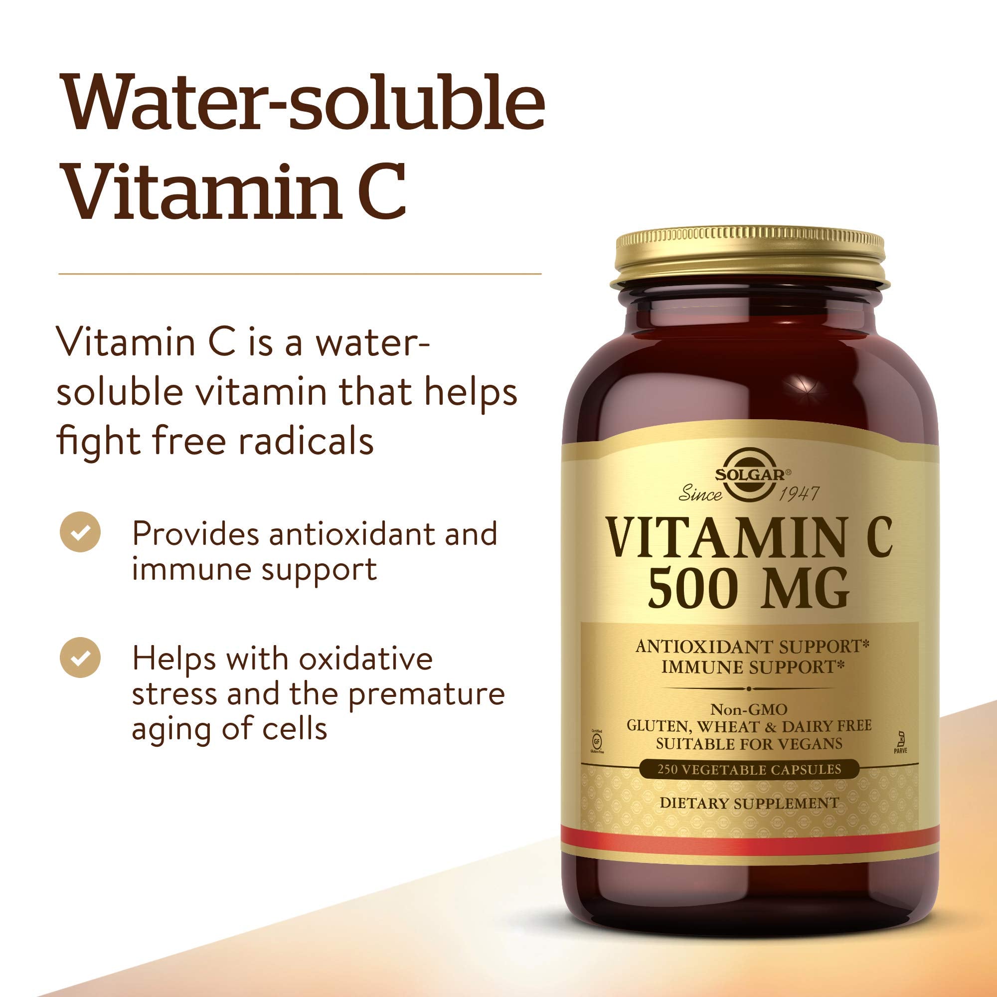 Solgar Vitamin C 500 mg vegetable capsules packaging