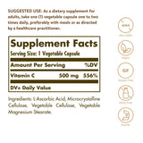 Solgar Vitamin C 500 mg vegetable capsules side view