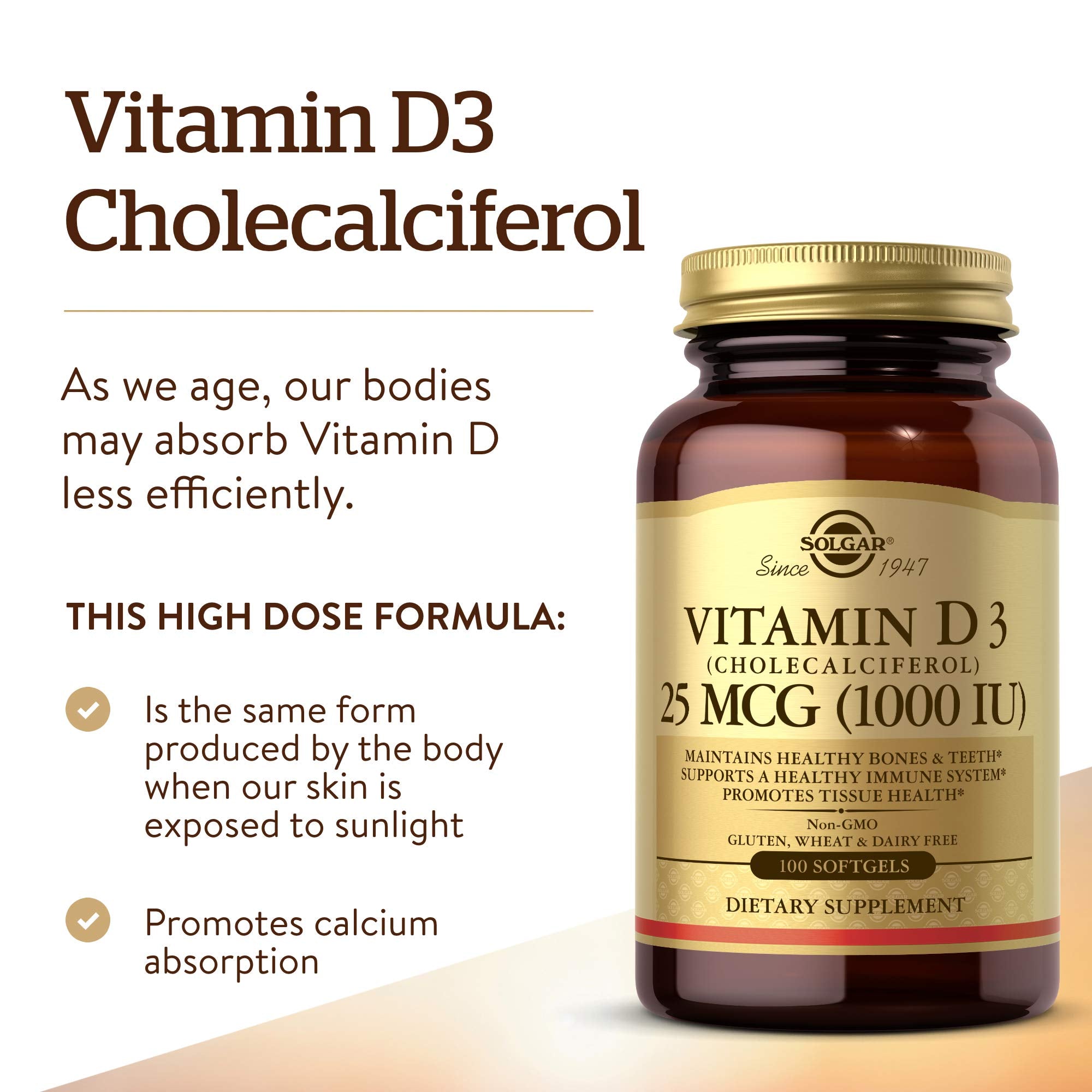 Solgar Vitamin D3 1,000 IU softgels packaging