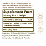 Solgar Vitamin D3 1,000 IU softgels side view