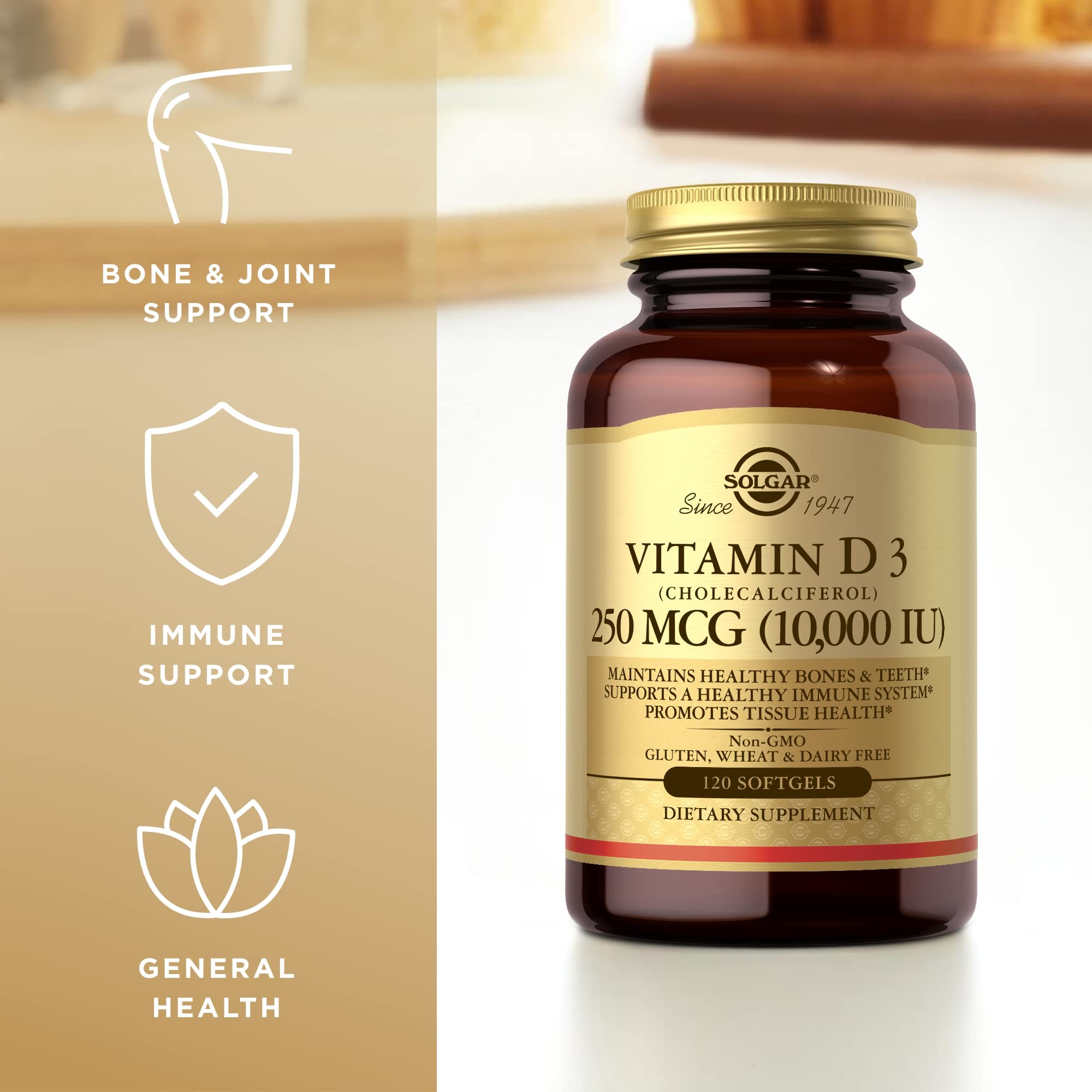 Solgar Vitamin D3 10,000 IU Softgels bottle open