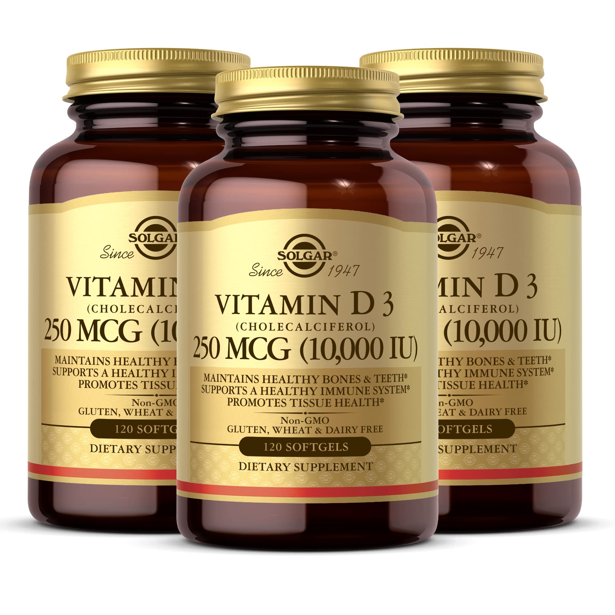 Solgar Vitamin D3 10,000 IU Softgels front view