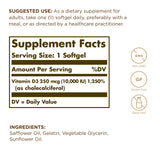 Solgar Vitamin D3 10,000 IU Softgels side view