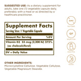 Solgar Vitamin D3 2200 IU Vegetable Capsules side view