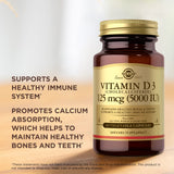 Solgar Vitamin D3 5000 IU capsules with measuring spoon