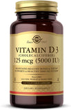 Solgar Vitamin D3 5000 IU vegetable capsules front view