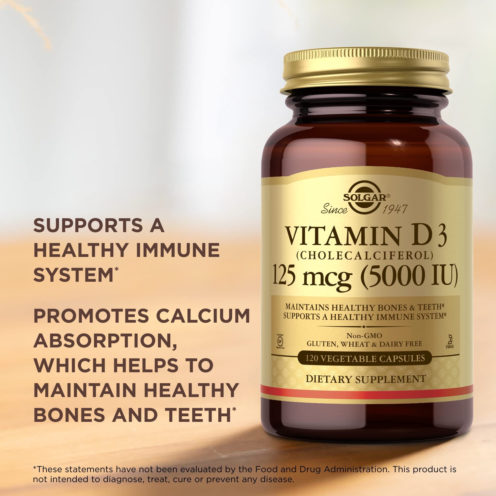 Solgar Vitamin D3 5000 IU vegetable capsules ingredients list