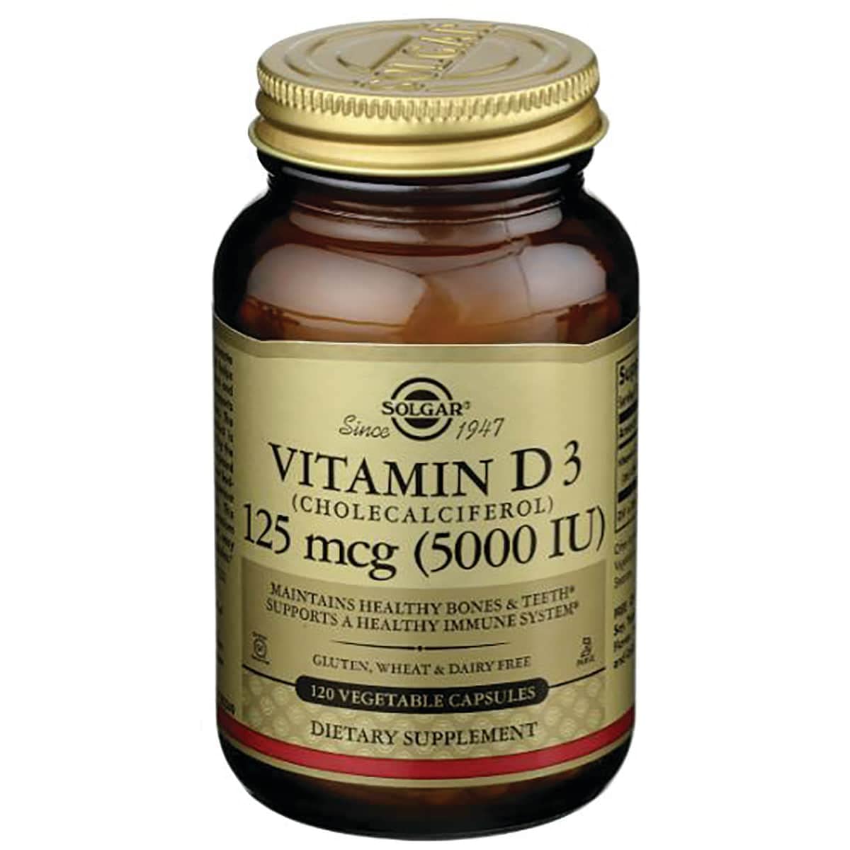 Solgar Vitamin D3 5000 IU Vegetable Capsules packaging