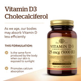Solgar Vitamin D3 5000 IU Vegetable Capsules side view