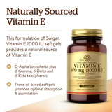 Solgar Vitamin E 400 IU softgels back view with ingredients list
