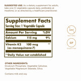 Solgar Vitamin K2 100mcg Capsules side view with label