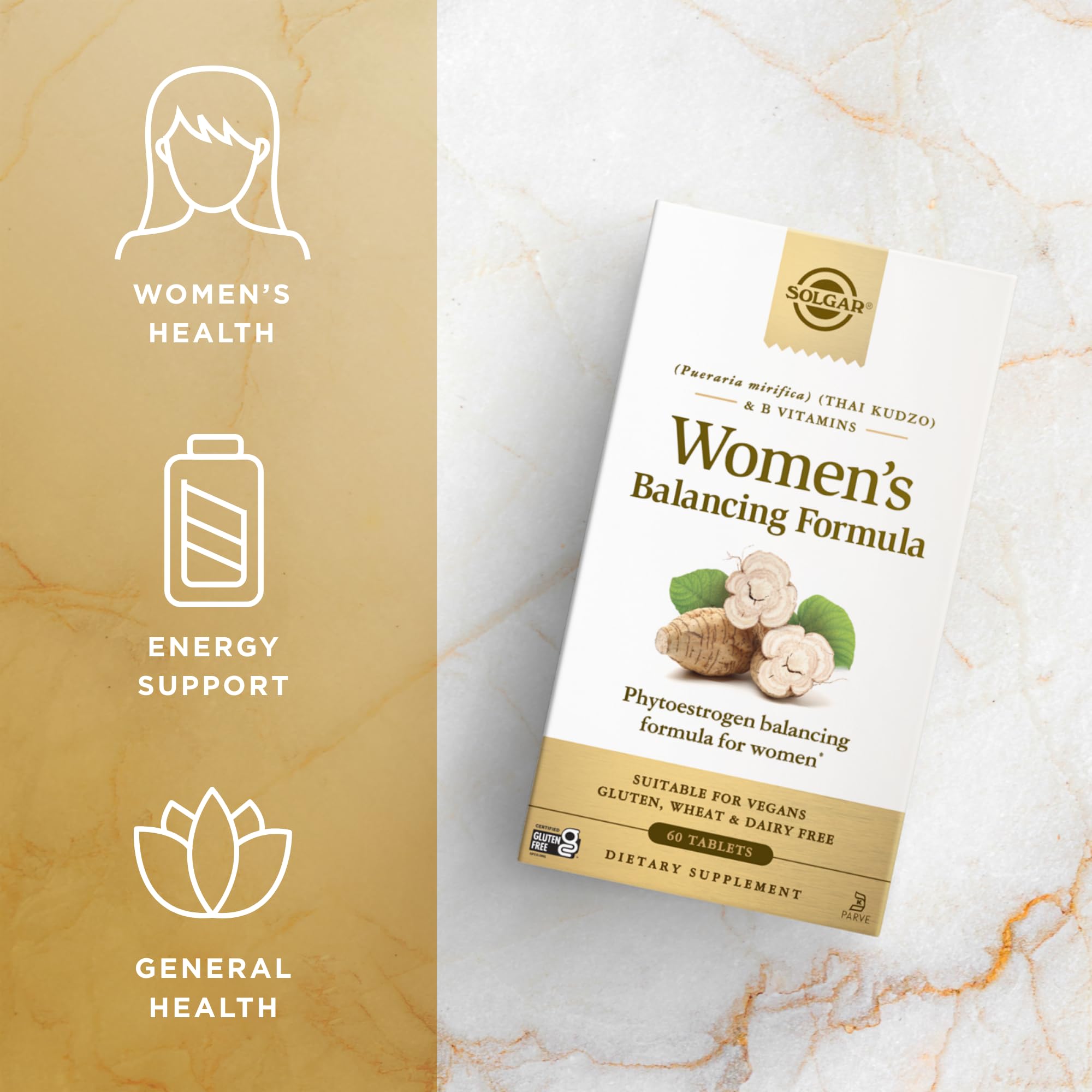 Solgar Women’s Balancing Formula 272g displayed with a measuring spoon